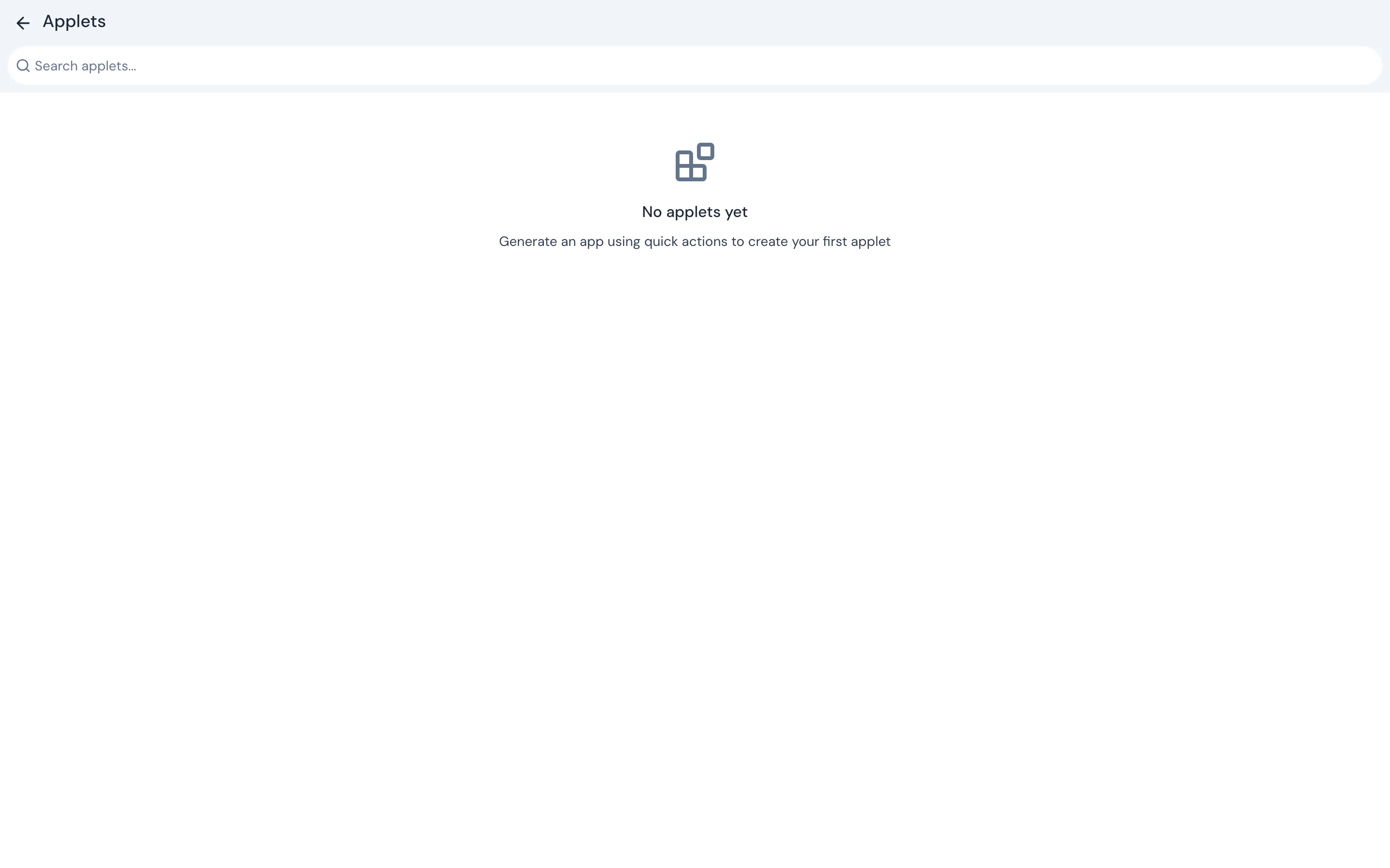 Applets library with generated mini-apps